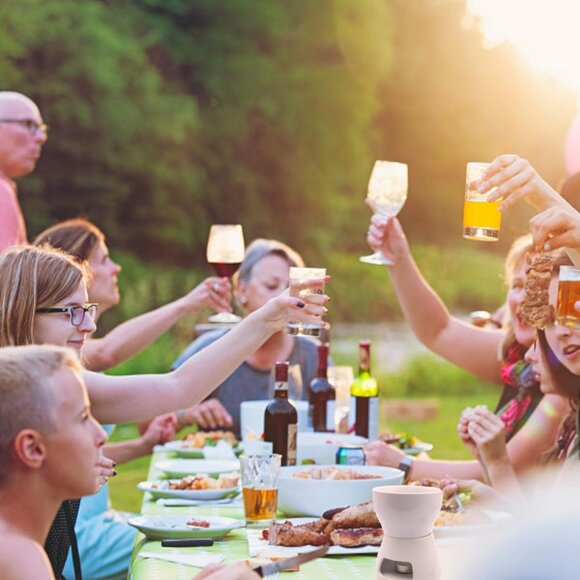 Premium Tea Light Porcelain Melting Pot 4 forks for Cheese, Chocolate and Tapas - Picture 5 of 7